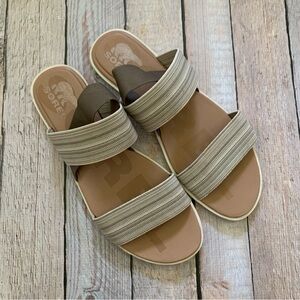 sorel Ella ll striped sandal elastic straps double size 11